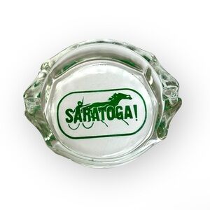Vintage Saratoga Green Horse Glass Ashtray